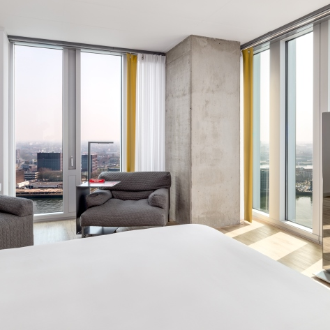 nhow premium room sunrise view square panoramic view nhow Rotterdam Premium room